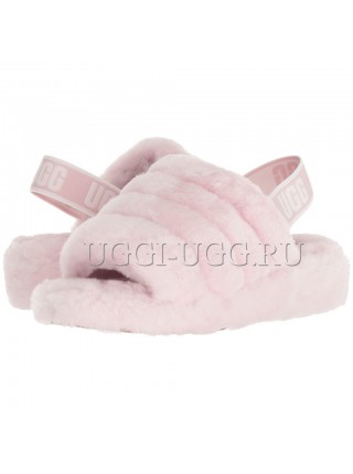 Меховые угги сандалии бледно-розовые UGG Fluff Yeah Slide Seashell Pink